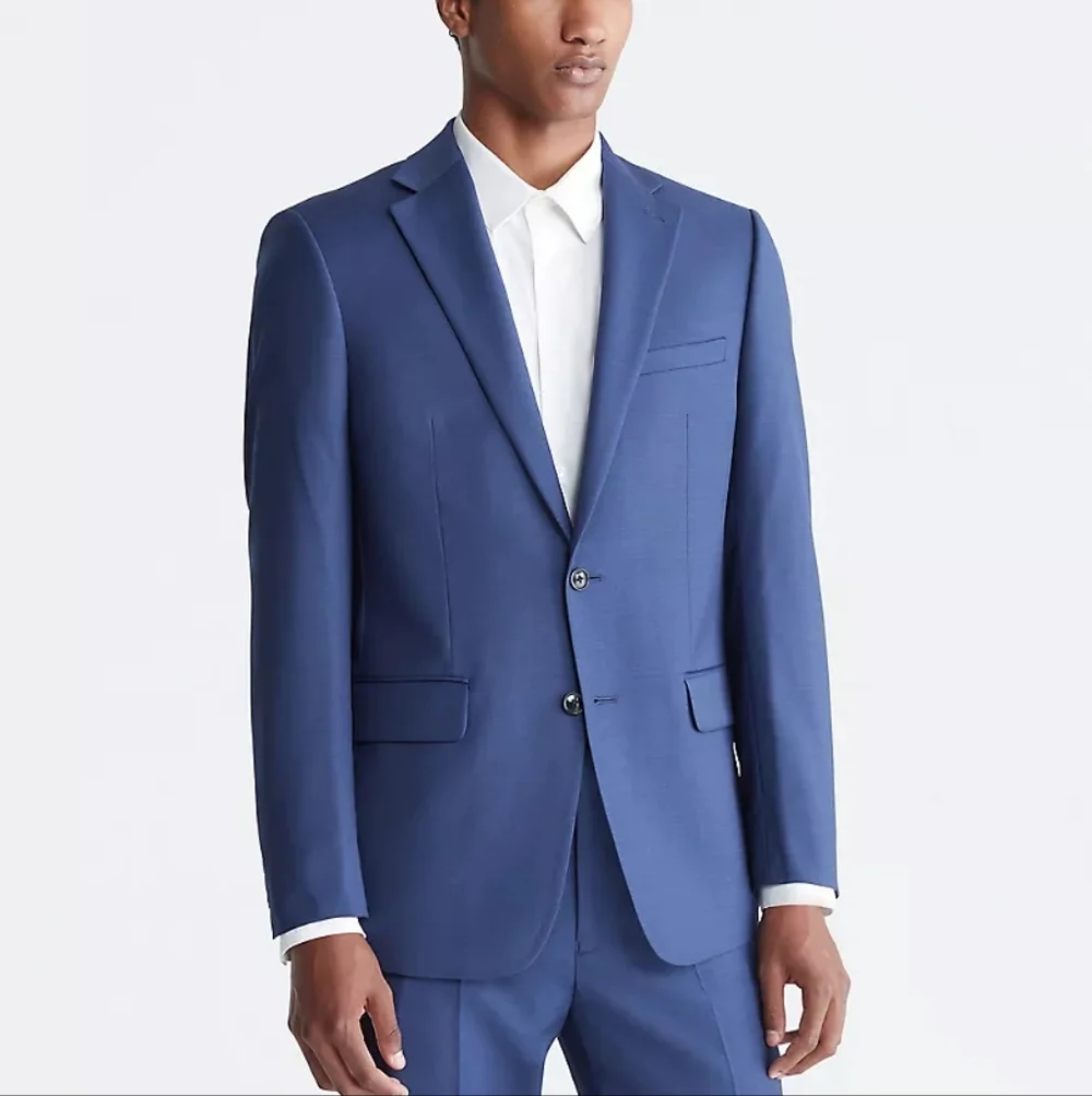 Calvin Klein Wool Slim Fit Suit Jacket in Blue Size 40L